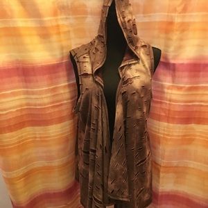 Hooded Open Front Vest Cardigan